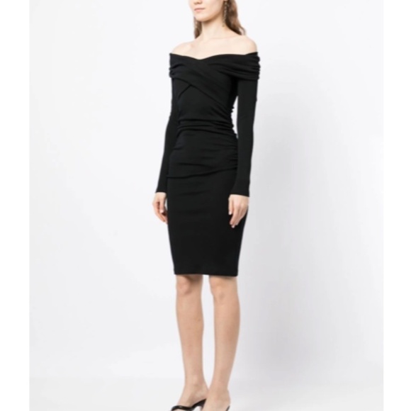 Diane Von Furstenberg DVF Black Wool Knit Off The Shoulder Sexy Minx Dress - Picture 2 of 9